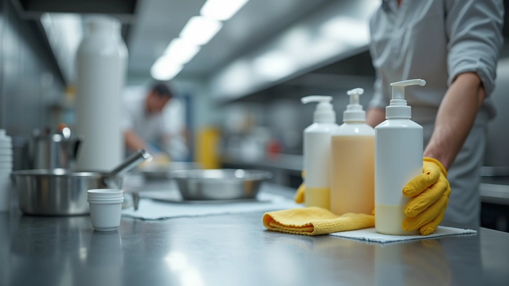 Maintenance and cleaning supplies for commercial kitchen equipment with stainless steel care products