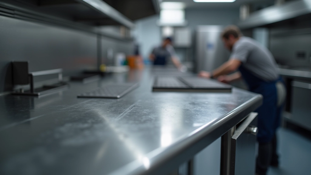 Custom stainless steel worktops installation